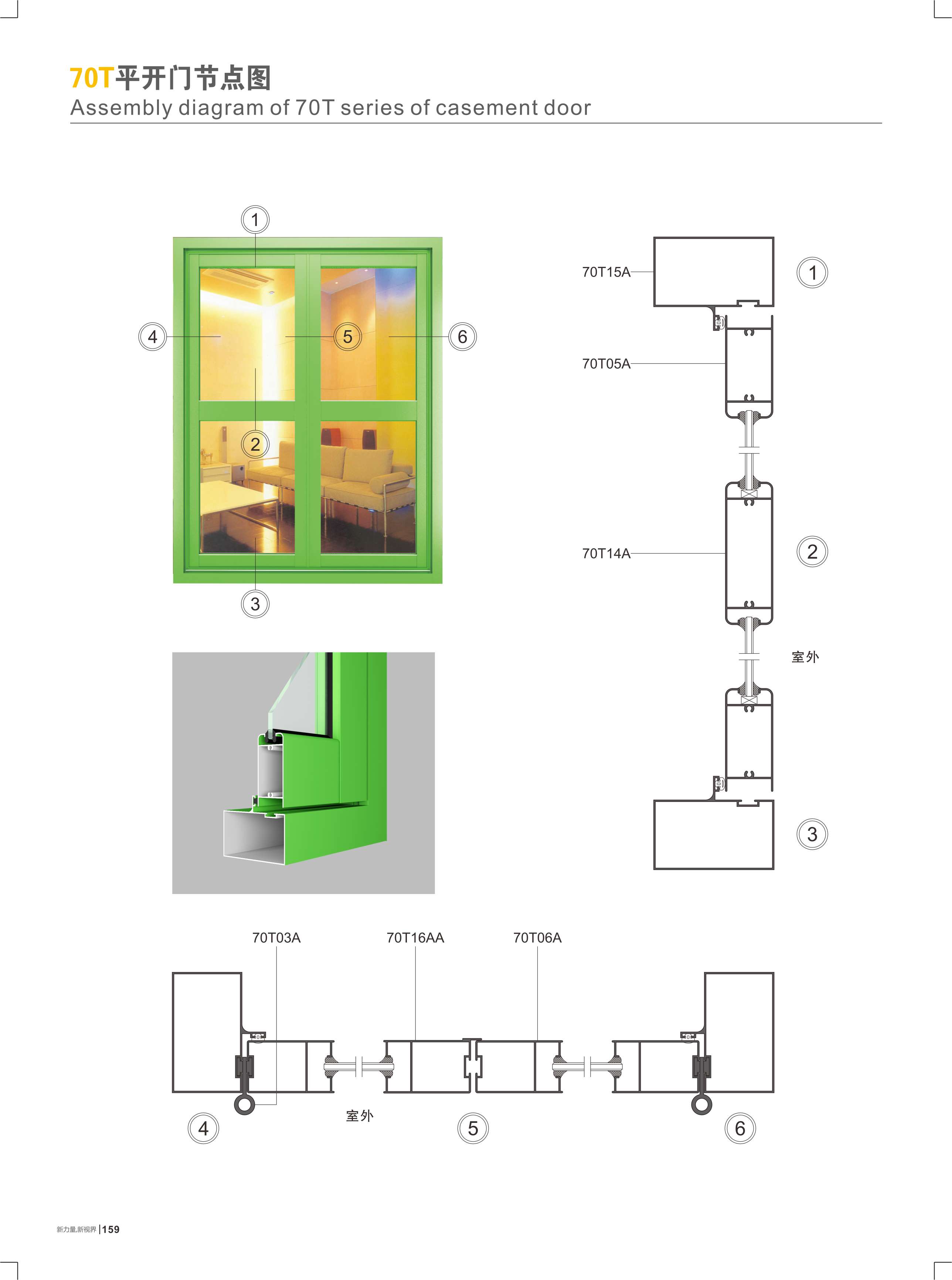 70T平开门节点图